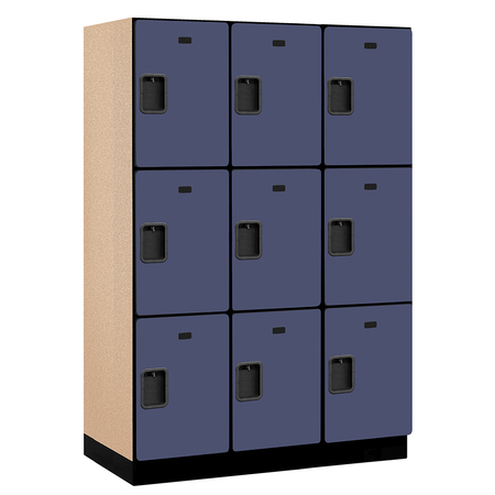 SALSBURY INDUSTRIES 3 Tier Designer Locker, 54"Wx76"Hx21"D, 9 Door, Blue 18-23361BLU